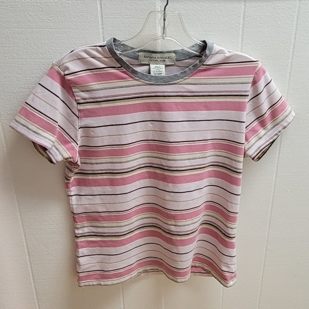 Banana Republic pink striped shirt